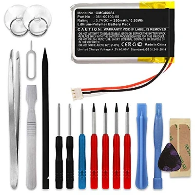 Abbildung von subtel® GPS Ersatz Akku 361 00103 00 Ersatzakku für Garmin DashCam 45, 55 Navigationsgerät 250mAh + Werkzeug Set Navi Batterie