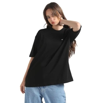 Abbildung von Calvin Klein Jeans Damen T Shirt Kurzarm Ck Embro Badge Boyfriend Tee Rundhalsausschnitt, Schwarz (Ck Black), XS
