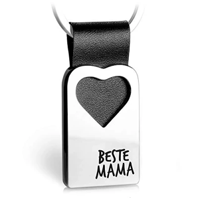 Abbildung von FABACH Schlüsselanhänger Herz mit Gravur aus Leder Beste Mama Geschenk Muttertag Geburtstag