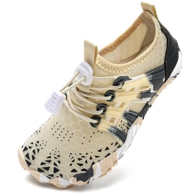 Abbildung von Barfußschuhe Kinder Barfussschuhe Wasserschuhe Mädchen Badeschuhe Barfuß Schuhe Aquaschuhe Schwimmschuhe Strandschuhe rutschfeste Schnell Trocknend（Beige Grau 32EU）