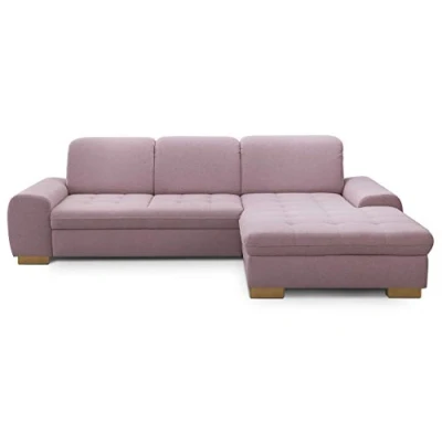 Abbildung von CAVADORE Sofaecke Lexi im Landhausstil / Sofa in L Form mit XXL Longchair rechts und Federkern Inkl. Kopfteilverstellung 275 x 82 99 173 Flachgewebe: Altrosa