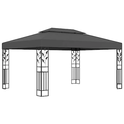 Abbildung von vidaXL Pavillon mit Doppeldach Witterungsbeständig Gartenzelt Partyzelt Festzelt Gartenpavillon Bierzelt Garten 3x4m Anthrazit Stoff Stahl