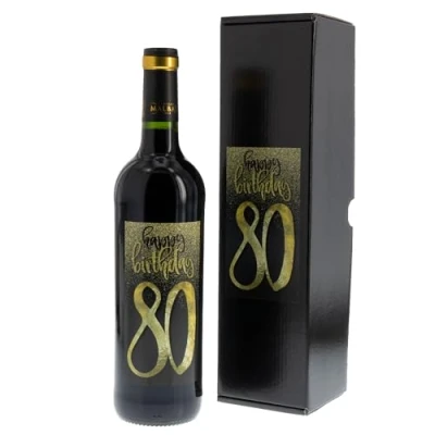 Abbildung von Bull &amp; Bear Wein Geschenk&quot;Happy Birthday 80&quot;, Geschenk zum 80. Geburtstag, Rotwein 14%, Merlot