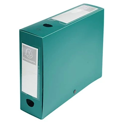 Abbildung von Exacompta 59833E 10er Pack Sammelbox OPAK 80mm mit Druckknopf aus blickdichtem Kunststoff für DIN A4 Archivbox Heftbox Zeichenbox Sammelmappe grün