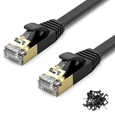 Abbildung von TBMax CAT 7 Ethernet Kabel 30meter 10Gbps 600Mhz Hochgeschwindigkeits LAN Kabel, Flach Internetkabel, Gigabit RJ45 Netzwerkkabel für Switch Router Modem Patch Panel