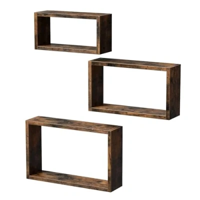 Abbildung von VASAGLE Wandregale, 3er Set, Würfelregale, Länge 40/35/30 cm, fürs Wohnzimmer, Schlafzimmer, Arbeitszimmer, vintagebraun LWS094X01, Rustic Brown