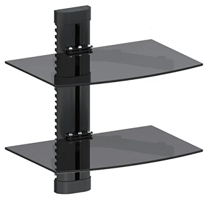 Abbildung von Maclean MC 662 Wandregal 2 Fach Glasregal 8kg Wandhalterung für DVD Player Spielconsolen HiFi Halterung Hängeregal