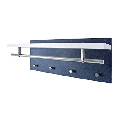 Abbildung von HAKU Möbel Wandgarderobe edelstahloptik, granitoptik, weiß, MDF, Metall Maße: B 75 cm x H 30 T 26 cm, Style: Modern