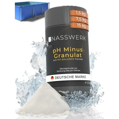 Abbildung von NASSWERK® pH Minus Granulat 1,5kg Organisches Pool zur Wert Regulierung Senker &amp; Whirlpool hocheffektiv Down Pulver Korrektur