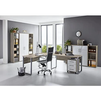 Abbildung von moebel dich auf.de Arbeitszimmer TABOR PRO 5 in diversen Farbvarianten (Sonoma Eiche/weiß Hochglanz)