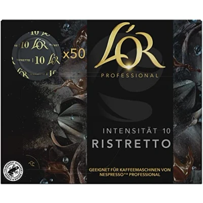 Abbildung von L&#039;OR Suprême Ristretto 10, Kaffeekapseln Nespresso®* Pro kompatibel (50 Kaffeepads), kräftig, Intensität 10/10