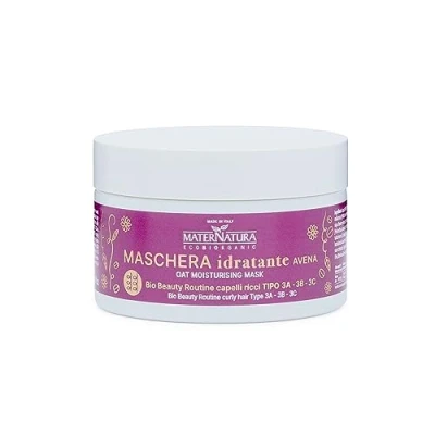Abbildung von Maternatura, Hafer Lockenmaske, Locken definierend, Anti Frizz Effekt, Bio Beauty Routine für lockiges Haar, Made in Italy 200 ml