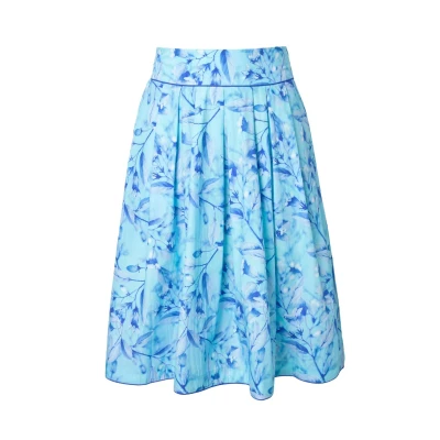 Abbildung von Ulla Popken Country Floral Print Alinienrock, Damen, Größe: 50, Royal blue