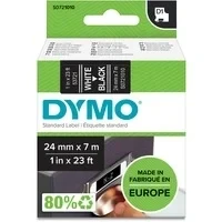 Abbildung von DYMO Original D1 Etikettenband weiß auf schwarz 24 mm x 7 m selbstklebendes Schriftband für LabelManager Beschriftungsgerät