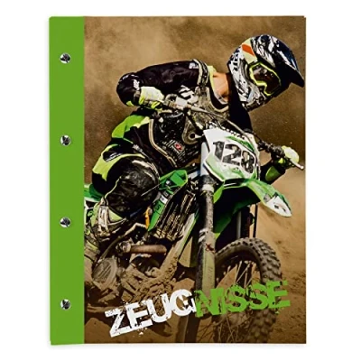 Abbildung von itenga Organisationsmappe Zeugnismappe A4 mit Schraubverschluss Motiv Motocross