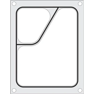 Abbildung von HENDI Matrize für Versiegelungsmaschine 330005, Schwarze Silikondichtung, geeignet z.B. ein zweiteiliger Behälter von 227x178mm, Aluminium