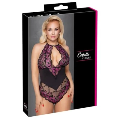 Abbildung von Spitzen Bodysuit Schwarz