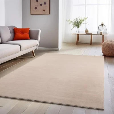 Abbildung von Teppich Unicolor Einfarbig, SIMPEX24, Läufer, Höhe: 7 mm, Kurzflor Rund Anti Rutsch Rückseite Waschbar Flauschiger