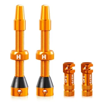 Abbildung von HZJD 2 Stück Presta Tubeless Ventile, Orange, Vorbau, Integriertes Kernspeichenausbauwerkzeug(44 mm)
