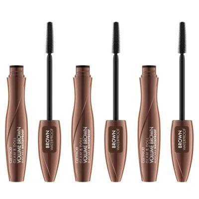 Abbildung von Catrice Glam &amp; Doll Volume Brown Mascara Waterproof, Braun, volumengebend, definierend, verlängernd, matt, vegan, wasserfest, ohne Mikroplastikpartikel, Nanopartikel frei, 3er Pack (3x10ml)
