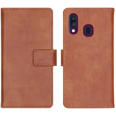 Abbildung von Samsung Galaxy A40 Hülle Kunstleder iMoshion Klapphülle Handyhülle Braun