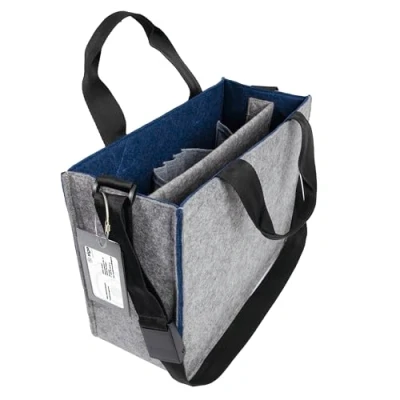 Abbildung von Sigel BA424 Desk Sharing Bag Classic, Organizer für mobiles Arbeiten, absolut sicherer Stand: Laptop und Unterlagen, Synthetischer Filz, grau blau, Medium 36 x 15 28 cm