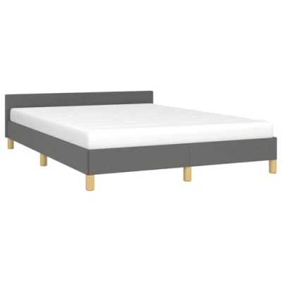 Abbildung von vidaXL Bettgestell mit Kopfteil Polsterbett Bett Doppelbett Bettrahmen Lattenrost Stoffbett Schlafzimmerbett Schlafzimmermöbel Dunkelgrau 140x190cm Stoff