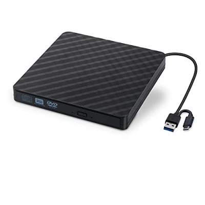 Abbildung von DVD Brenner Extern,Externes CD/DVD Laufwerk USB 3.0/Type C Optisches Slim ROM Rewriter Writer Reader Portable für PC Laptop Desktop MacBook Mac Windows 7/8.1/10 Linux OS