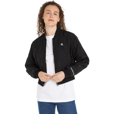 Abbildung von Calvin Klein Jeans Quilted Bomber Bomberjacke, Damen, Größe: XL, Black