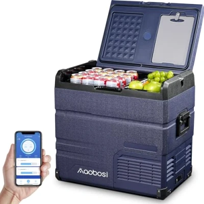 Abbildung von AAOBOSI 54 L Kompressor Kühlbox, Auto Kühlbox Mit WIFI APP Steuerung USB Anschluss, 12/24 V und 100 240 bis 20 C für Auto, Lkw, Boot, Reisemobil, Camping