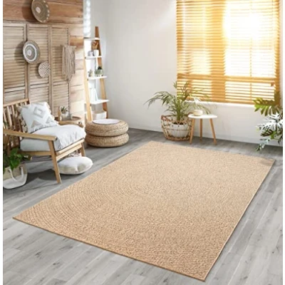 Abbildung von the carpet Kansas robuster In und Outdoor Teppich im natürlichen Jute Look, wetterfest, geeignet für Terrasse Garten, ca. 300 x 400 cm