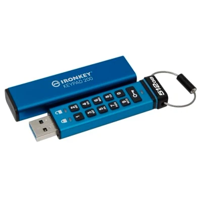 Abbildung von Kingston IronKey Keypad 200 Drive flash Type A USB stick met hardwareversleuteling FIPS 140 3 niveau (aangevraagd) XTS AES 256 bits IKKP200/512GB
