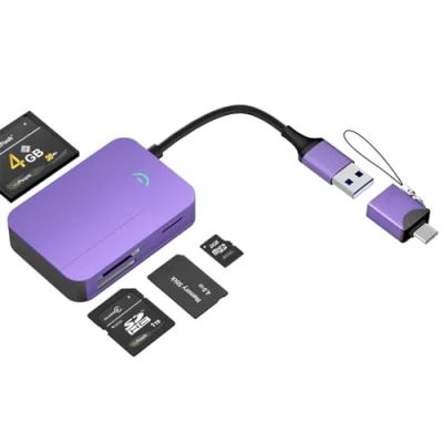 Abbildung von 4in1 SD Kartenleser, USB/Typ C 3.0 auf Micro SD/SD/MMC/MS/MS Pro/CF Kartenleser Adapter, kompatibel mit iPhone 15, MacBook Pro/Air 2023, iPad Pro…