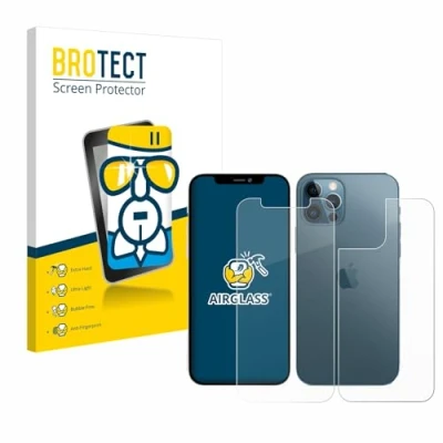 Abbildung von BROTECT Schutzglas für Apple iPhone 12 Pro (Display+Rückseite) Schutzfolie Panzer Folie Glas [Extrem Kratzfest 9H, Anti Fingerprint,