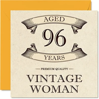 Abbildung von Geburtstagskarte zum 96. Geburtstag im Vintage Stil für Frauen 96 Jahre lustige Mama Schwester Ehefrau Oma Tante, 145 mm x Damen Grußkarten,