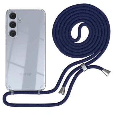 Abbildung von EAZY CASE Handykette kompatibel mit Galaxy S25 Plus Handyhülle Umhängeband, Handykordel Schutzhülle, Silikonhülle, Hülle Band, Stylische Kette für Smartphone, Navy Blau