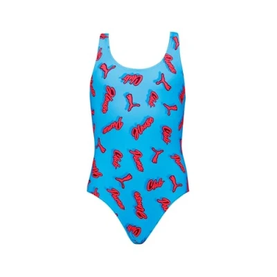Abbildung von Puma SWIM Girls Printed Swimsuit Badeanzug für Kinder, Größe: 140, Blue/red