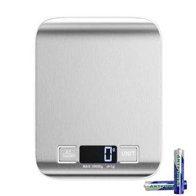 Abbildung von Newaner 10kg/ 1g Küchenwaage elektronische, Edelstahl Digitalwaage mit Led Display und Tara Funktion, feinwaage Abstellautomatik 6 Maßeinheit, Wiegen von Lebensmitteln zum Kochen, Backen, Mixen