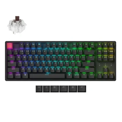 Abbildung von Keychron K8 Version 2 Kabellose Mechanische Tastatur, Bluetooth/USB C, RGB LED, QMK/VIA, Hot swap, Programmable, PBT Keycaps, for Mac Windows, Super Brown Switch