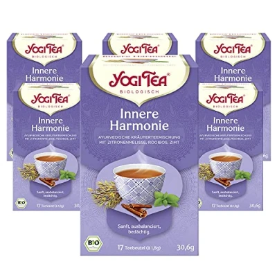 Abbildung von Yogi TEA, Innere Harmonie,Ayurvedischer Bio Gewürz und Kräutertee, Mischung aus Melisse, Rooibos Zimt, Tee 6er Pack, 6x17 Beutel (102 Teebeutel insgesamt), Ideal als Geschenk