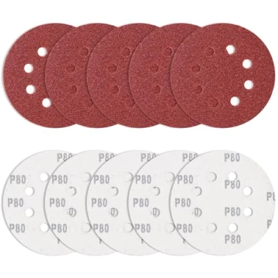 Abbildung von 10 Stück Schleifpapier 125mm Klett 80 Körnung, Bolatus Schleifscheiben Rund Exzenterschleifer 8 Loch Schleifblätter für Entgraten und Schleifen von Lötpunkten
