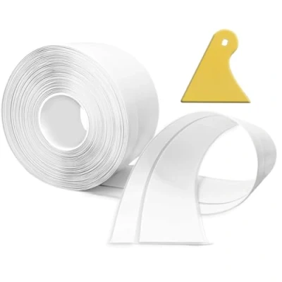 Abbildung von Weichsockelleiste Selbstklebend, 12M PVC küchenabschlussleiste 50x20mm, Sockelleiste Selbstklebende für Küche und Badezimmer 5x2 Weiß