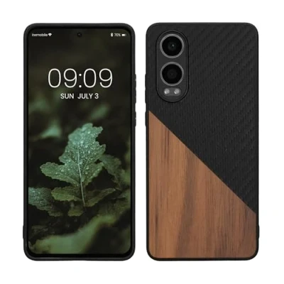 Abbildung von kwmobile Hülle kompatibel mit OnePlus Nord CE 4 Lite 5G Handyhülle Handy Schutzhülle Smartphone Cover Dunkelbraun Schwarz