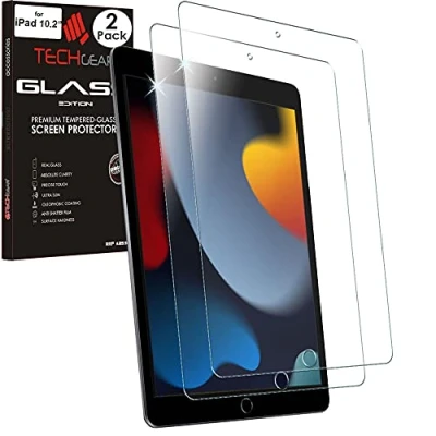 Abbildung von TECHGEAR 2 Stück Glas Kompatible mit iPad 10.2 2021/2020/2019 Displayschutzfolie aus gehärtetem [9H Härte] [Crystal Clarity] Schutzfolie 9, 8, 7 [9. 8. 7. Generation] 10,2