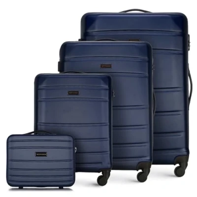Abbildung von WITTCHEN Koffer Set 4tlg. Trolley Reisekoffer aus ABS Hartschalen 4 Rollen Kombinationsschloss Reisekofferset Gepäckset Handgepäck Marineblau