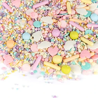 Abbildung von Super Streusel PastellKarusell Pastell Pastellfarben Rosa Zuckerstreusel Kuchendeko Kuchen Deko Torten Essbar Alle Zutaten aus der EU (90g)