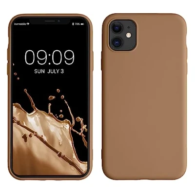 Abbildung von kwmobile Hülle kompatibel mit Apple iPhone 11 gummierte TPU Silikon Handyhülle Schutzhülle für kabelloses Laden Case in Cappuccino
