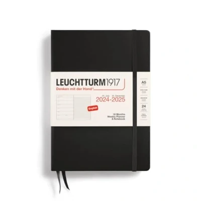 Abbildung von LEUCHTTURM1917 370712 Wochenkalender &amp; Notizbuch Medium (A5) 2025, 18 Monate 07.2024 12.2025, Hardcover, Schwarz, Englisch