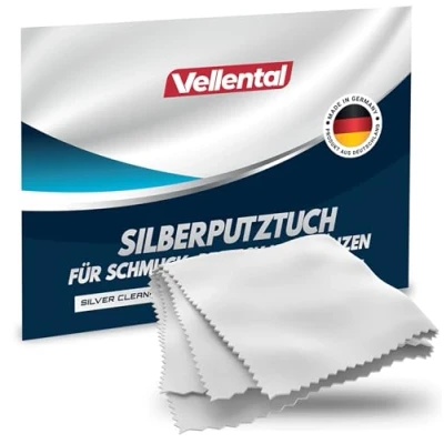 Abbildung von Silberputztuch für Schmuck, Besteck &amp; Münzen Silber Poliertuch zur Pflege und Reinigung von Echtsilber, Silberschmuck made in Germany