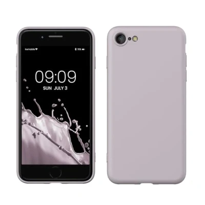 Abbildung von kwmobile Hülle kompatibel mit Apple iPhone SE (2022) / (2020) 8 7 gummierte TPU Silikon Handyhülle Schutzhülle für kabelloses Laden Case in Purple Cloud